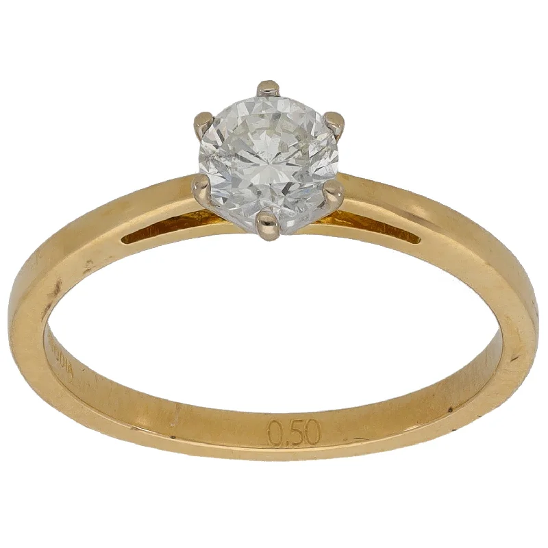 Retro lock rings-18ct Gold 0.50ct Diamond Solitaire Ring Size L