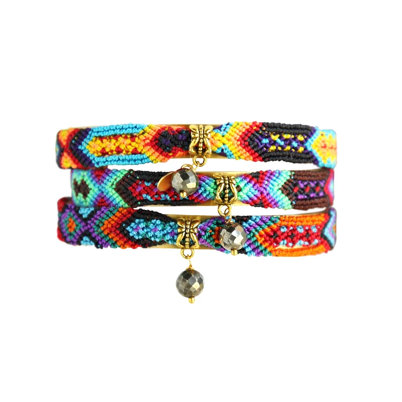 Vibrant enamel bracelets-Friendship Bangles in Dark Multi