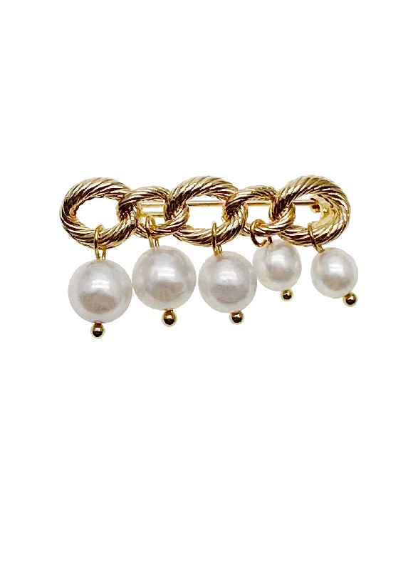 Glittering diamond brooches-Freshwater Pearls brooch KR003