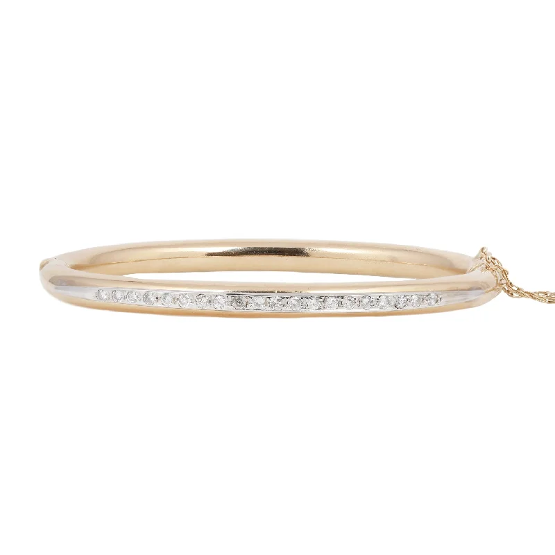 Glittering diamond bracelets-Diamond Groove Bangle