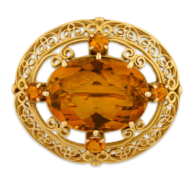 Retro lock brooches-Louis Comfort Tiffany Citrine Brooch, 9.05 Carats