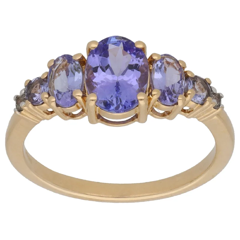 Open band rings-9ct Gold Tanzanite & Sapphire Dress/Cocktail Ring Size L