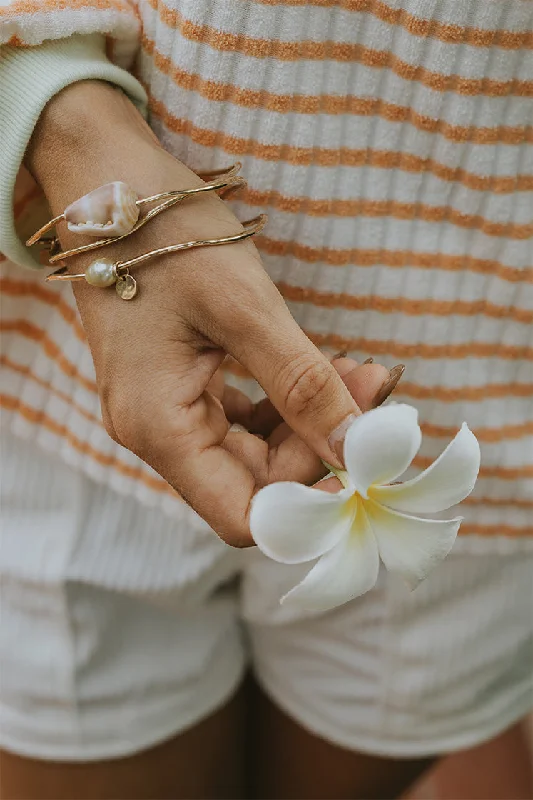 Open cuff bangles-Ti Leaf Bangle - Cone Shell