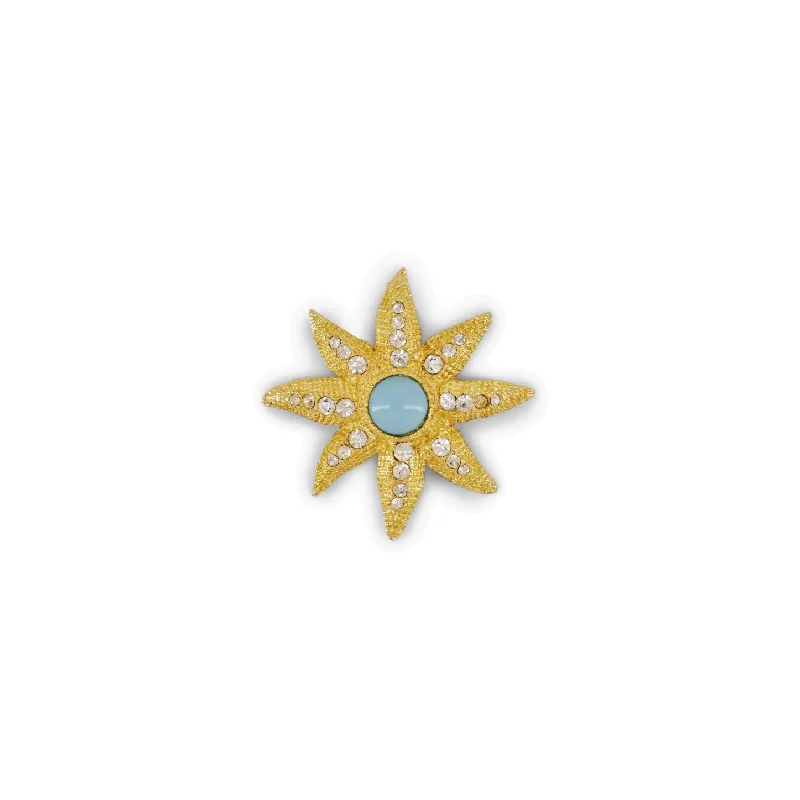 Freshwater pearl brooches-Vintage Graziano Faux Turquoise Star Pin Brooch To Necklace Converter