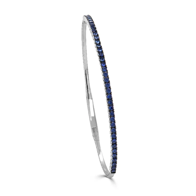 Tiny wing bangles-Joelle Collection Sapphire Bangle Flexible 14K Gold