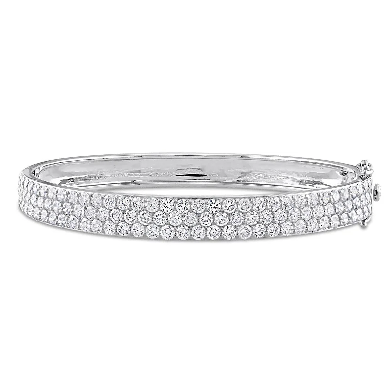 Sleek link bracelets-Created Forever by Miadora 5 3/4ct TW Lab-Grown Diamond 3-Row Bangle in 14k White Gold - 7.5 in.