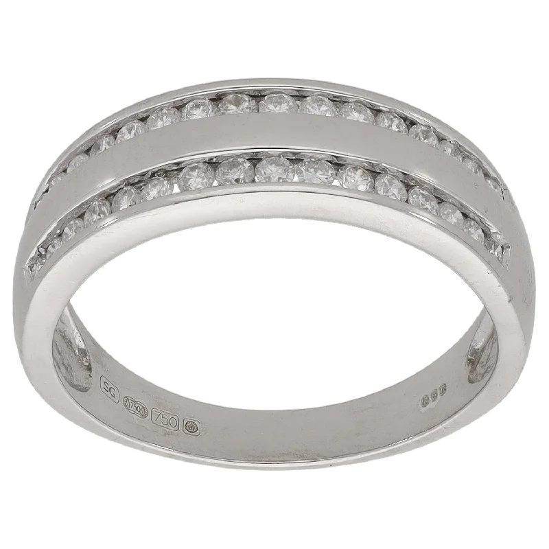 Retro deco rings-18ct White Gold 0.50ct Diamond Half Eternity Ring Size R