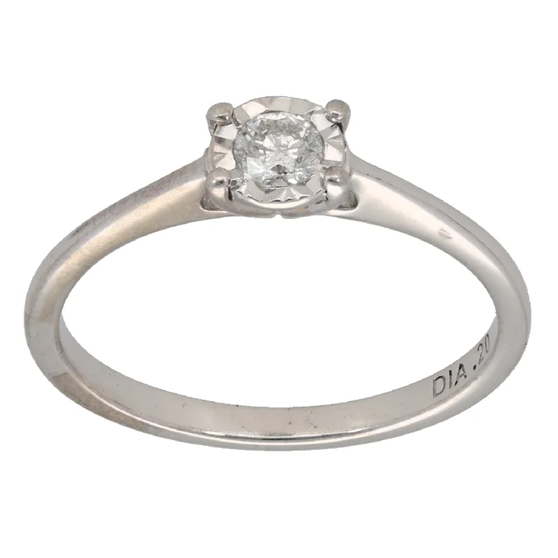 Protective eye rings-9ct White Gold 0.20ct Diamond Solitaire Ring Size P