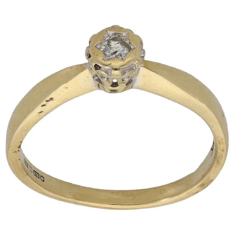 Natural form rings-9ct Gold 0.07ct Diamond Solitaire Ring Size Q