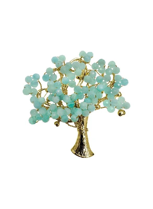 Linked design brooches-Handcrafted Amazonite Tree Brooch LP004