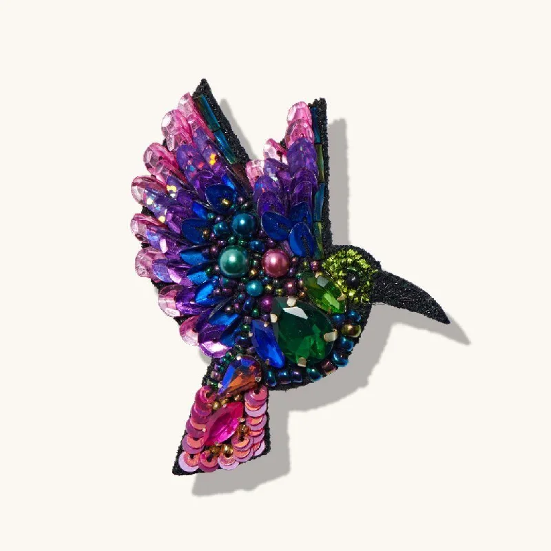 Thick enamel brooches-Sunbird Rhinestone Brooch