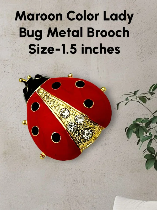 Cord tassel brooches-Maroon Color Lady Bug Metal Brooch