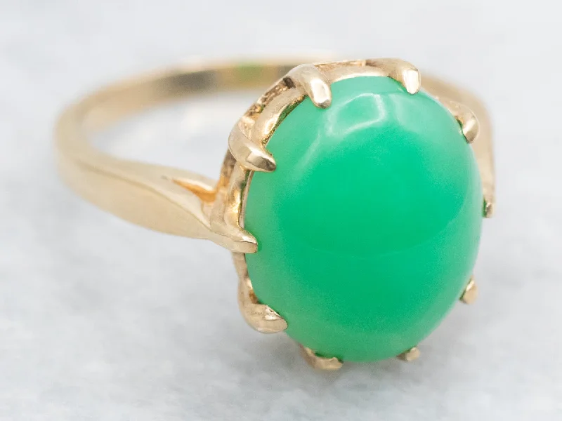 Plush satin rings-Chrysoprase Solitaire Cocktail Ring