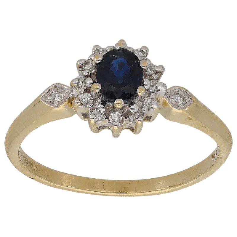 Crafted artisan rings-9ct Gold 0.07ct Diamond & Sapphire Dress/Cocktail Ring Size O