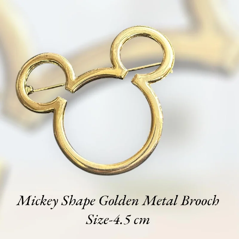 Frosted bead brooches-Mickey Shape Golden Metal Brooch