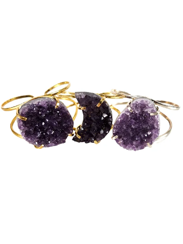 Wide gold bracelets-The Lyla Amethyst Cuff Collection