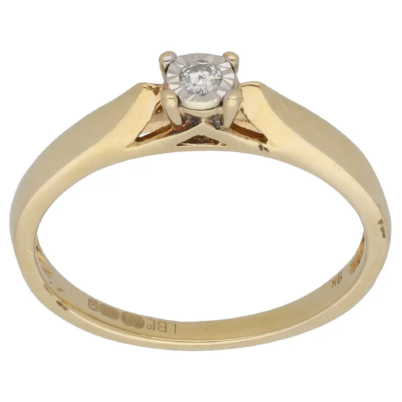 Threaded lace rings-9ct Gold 0.05ct Diamond Solitaire Ring Size M