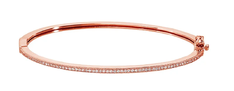 Threaded lace bangles-Platinum Pave Hinge Bangle Finished in 18kt Rose Gold Sale