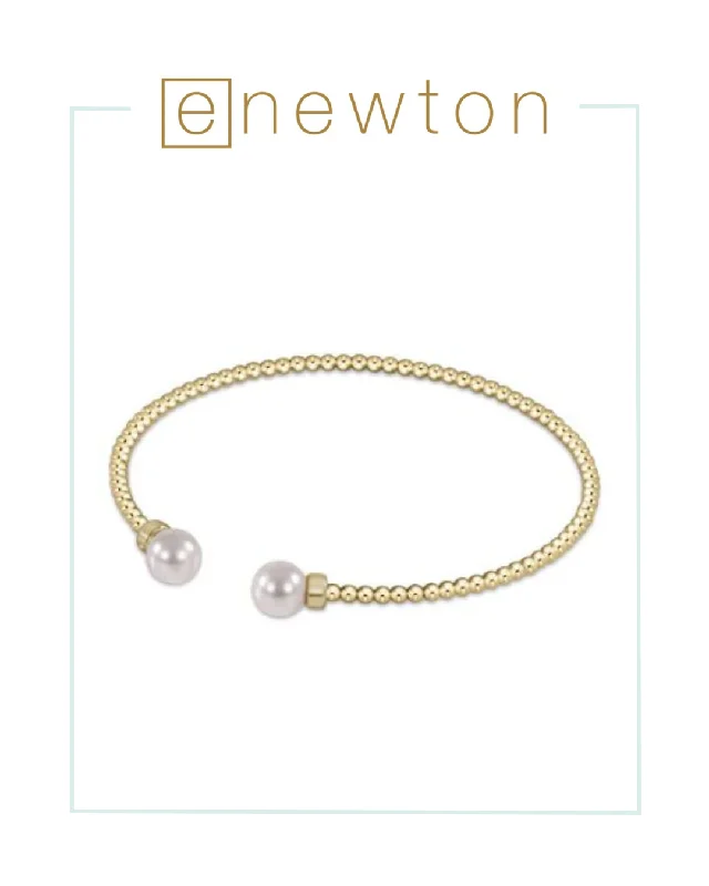 Hexagonal gem bangles-E Newton Classic Gold 2mm Bead Cuff - Pearl