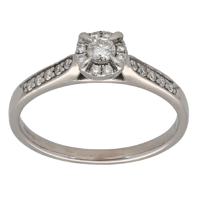 Monogram rings-18ct White Gold 0.24ct Diamond Cluster Ring Size N