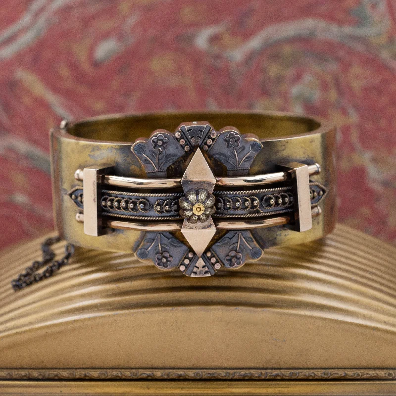 Persian tile bracelets-Victorian Ornate Hinged Floral Cuff