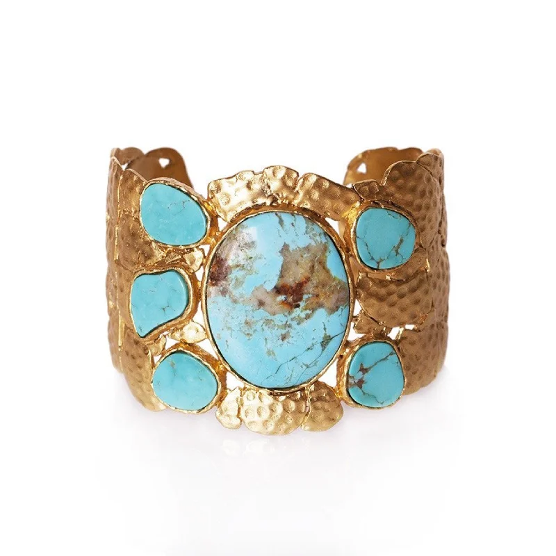 Fluid shape bangles-Confetti Cuff - Turquoise