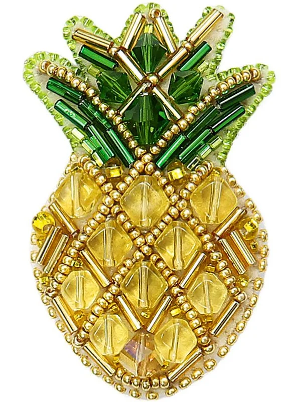 Cord tassel brooches-BP-230C Beadwork kit for creating brooch Crystal Art "Pineapple"