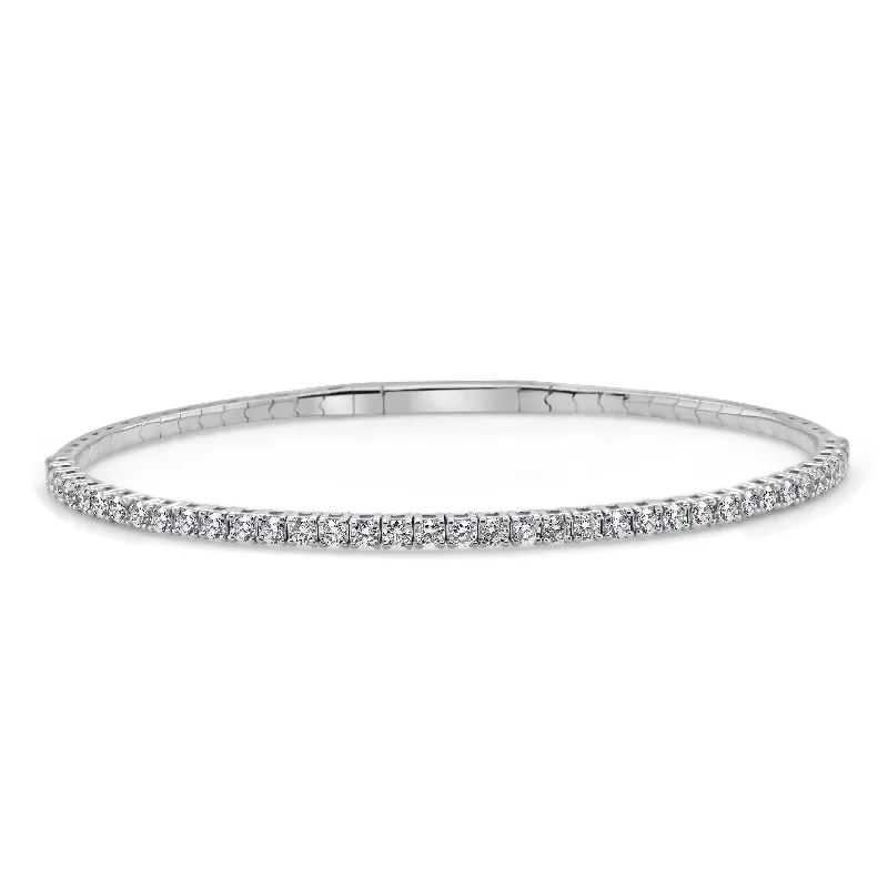 Stamped word bracelets-Joelle Collection Diamond Flexible 1.50ct Bangle 14K Gold - White