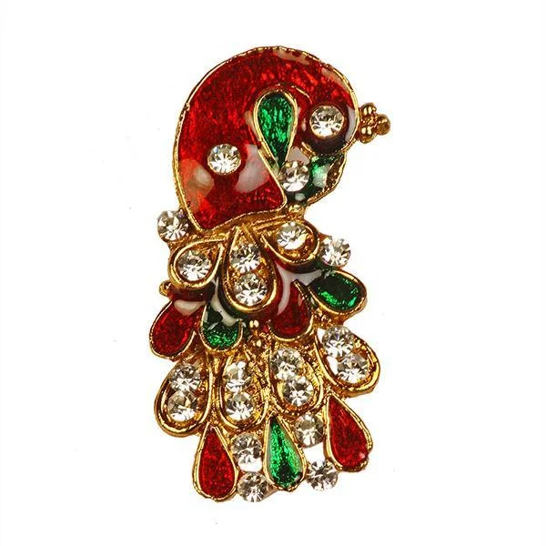 Ethnic motif brooches-Kriaa Meenakari  Austrian Stone Stone Maroon & Green Saree Pin Brooch - 1500204