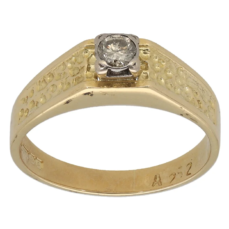 Ornate filigree rings-18ct Gold 0.15ct Diamond Solitaire Ring Size M