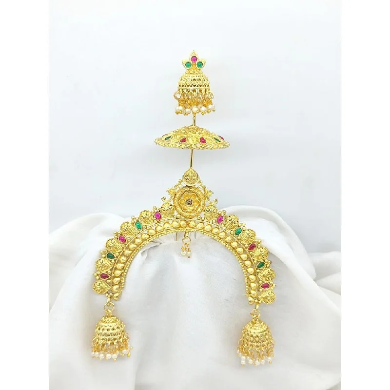 Pink gold brooches-Akruti Collection Gold Plated Kundan Hair Brooch