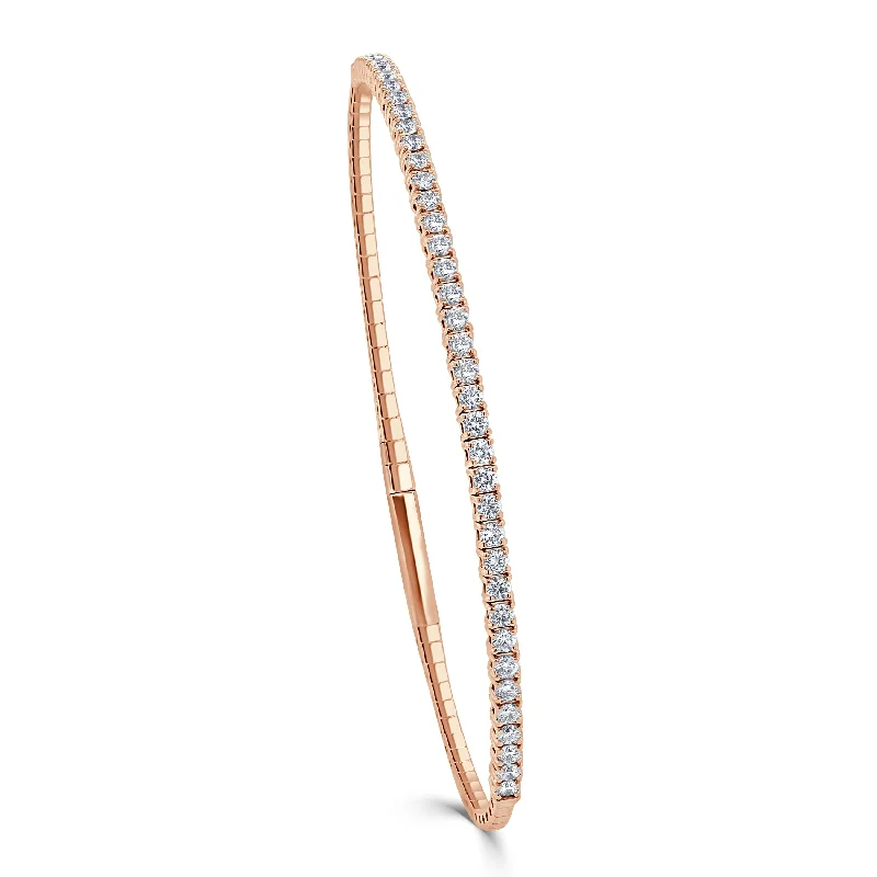 Circular link bracelets-Joelle Collection Diamond Flexible 1.00ct Bangle 14K Gold - White