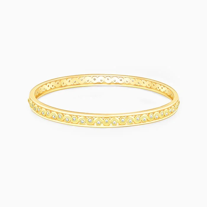 Wave pattern bracelets-Golden Wavy Bangle