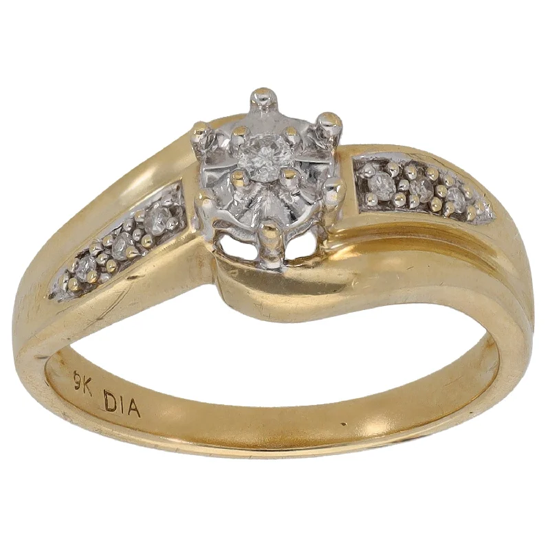 Plush satin rings-9ct Gold 0.05ct Diamond Solitaire Ring With Accent Stones Size K