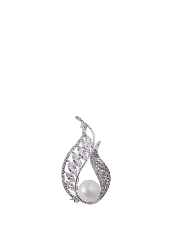 Natural form brooches-Knight & Day Alma Pearl Brooch, Silver