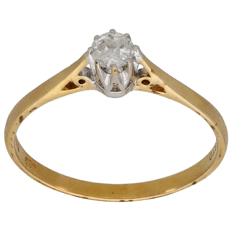 Two-tone rings-9ct Gold 0.20ct Diamond Solitaire Ring Size P