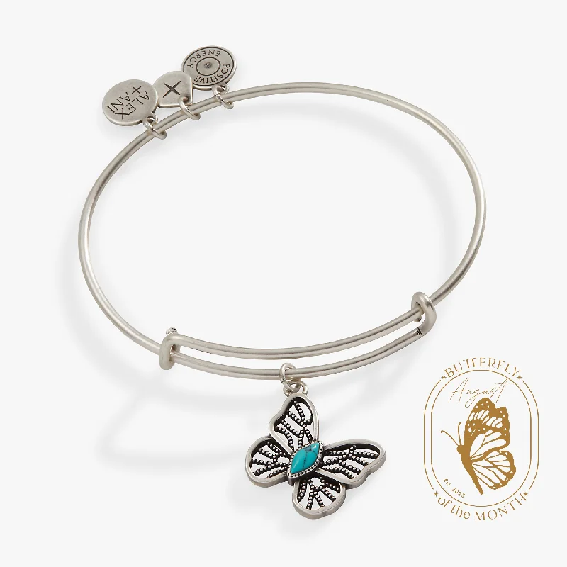 Threaded lace bangles-Turquoise Filigree Butterfly Charm Bangle