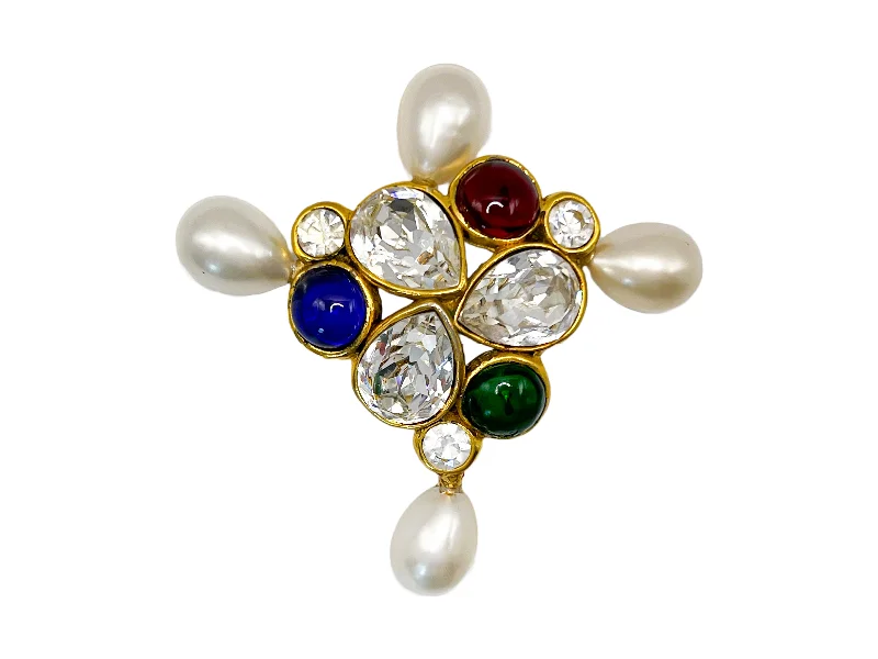 Cord tassel brooches-Chanel Gripoix Brooch Collection 28 Vintage Pearl and Crystal Cross