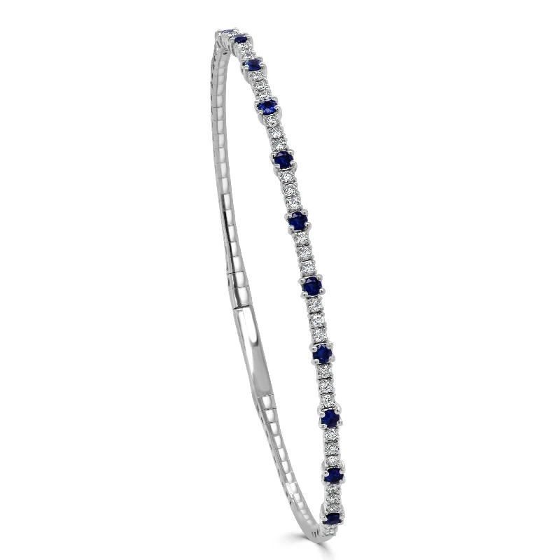 Freshwater pearl bracelets-Joelle Collection Diamond & Sapphire Bangle Flexible 14K Gold