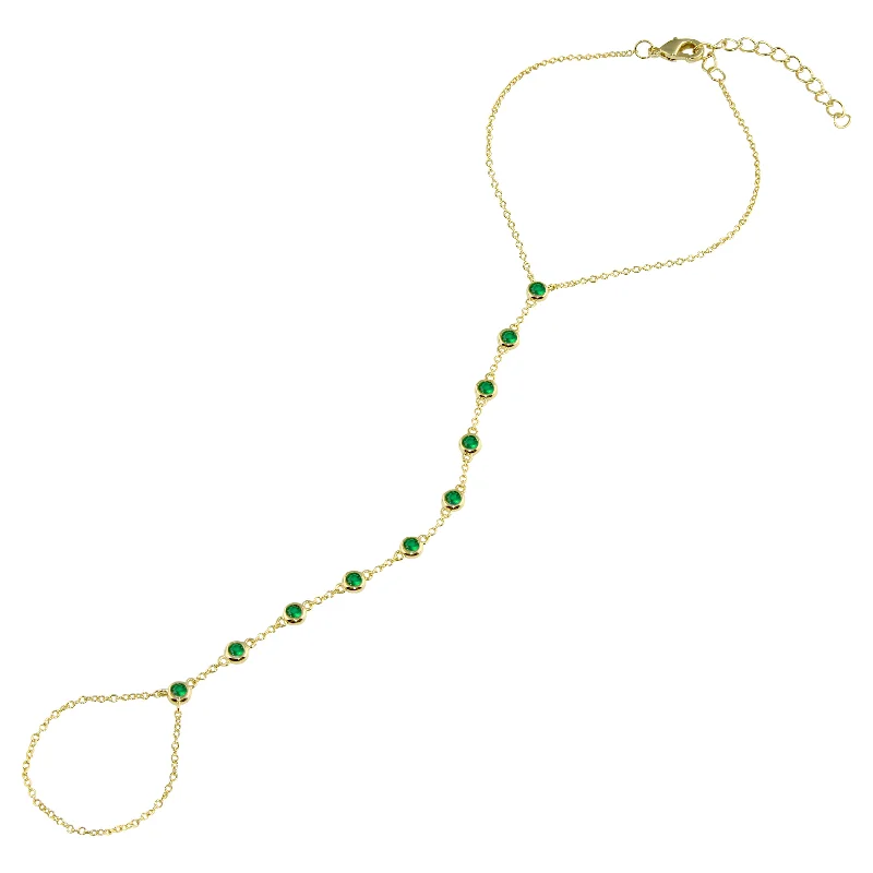 Waxing moon bangles-Emerald Bezel Hand Chain