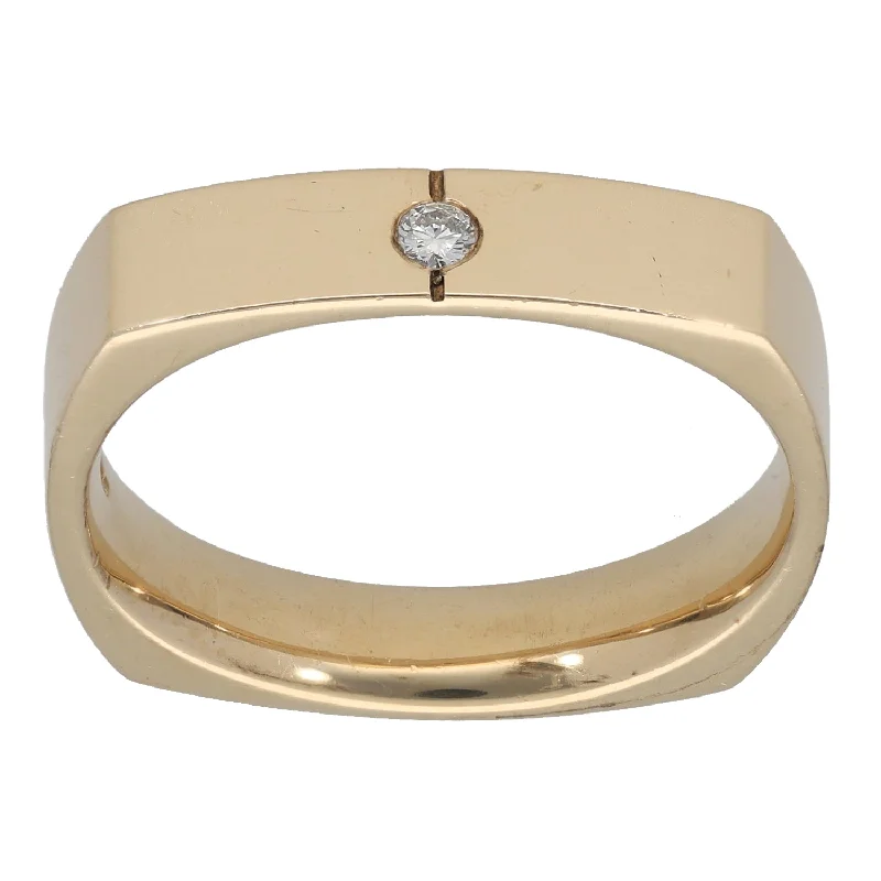 Retro lock rings-9ct Gold 0.05ct Diamond Solitaire Ring Size V