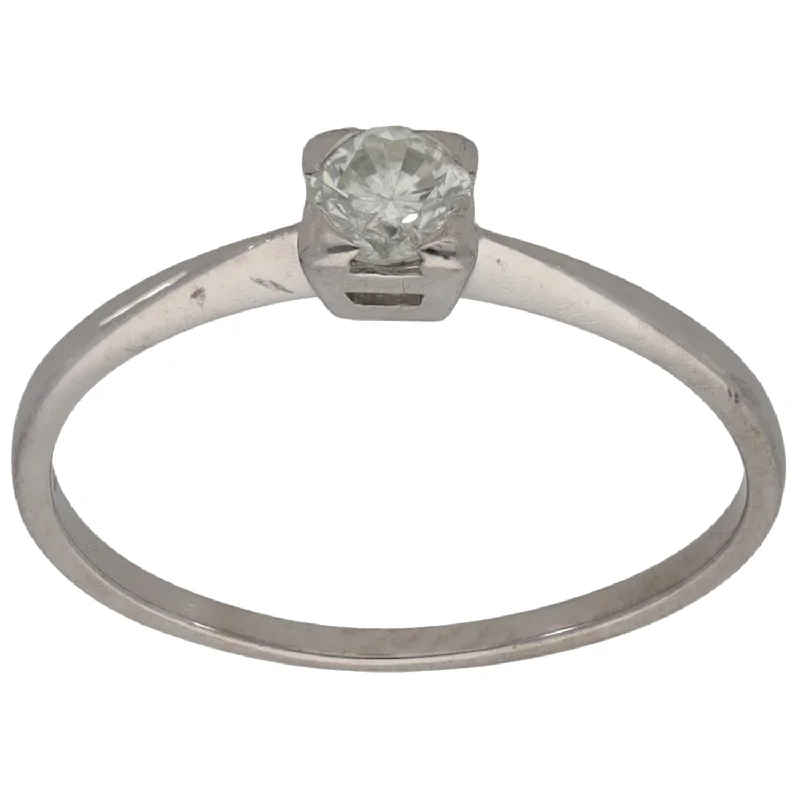 Spring band rings-18ct White Gold 0.25ct Diamond Solitaire Ring Size N