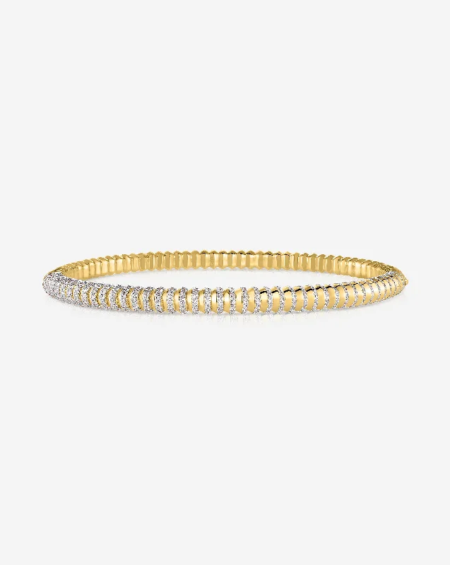 Protective eye bangles-Pavé Diamond Gold Cloud Coil Bangle