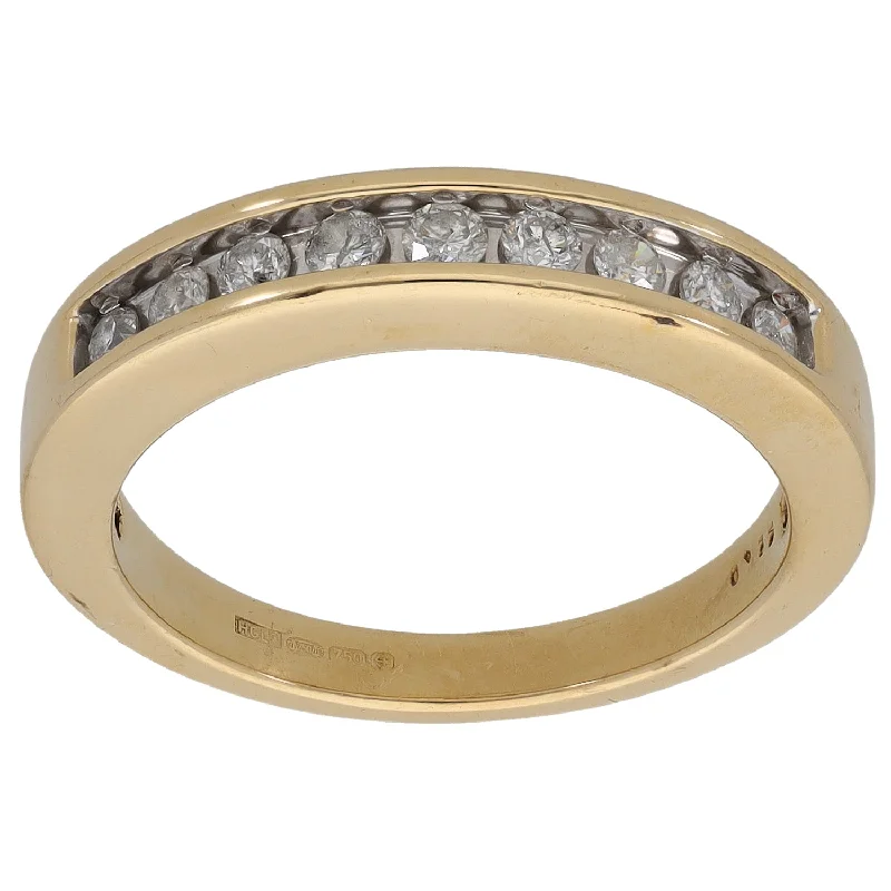 Aged silver rings-18ct Gold 0.33ct Diamond Half Eternity Ring Size P