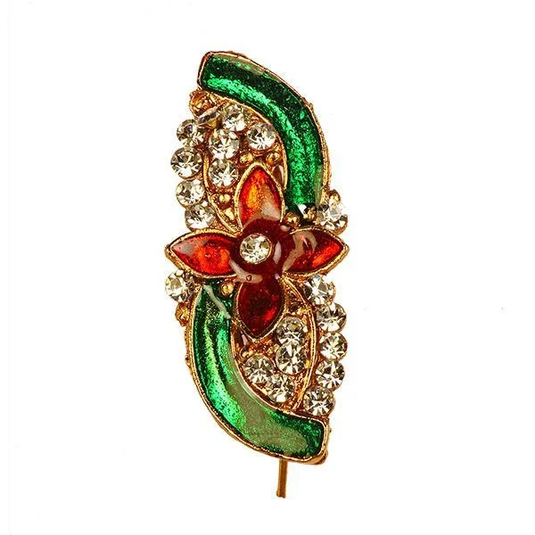 Large statement brooches-Kriaa Meenakari  Austrian Stone Stone Maroon & Green Saree Pin Brooch - 1500210