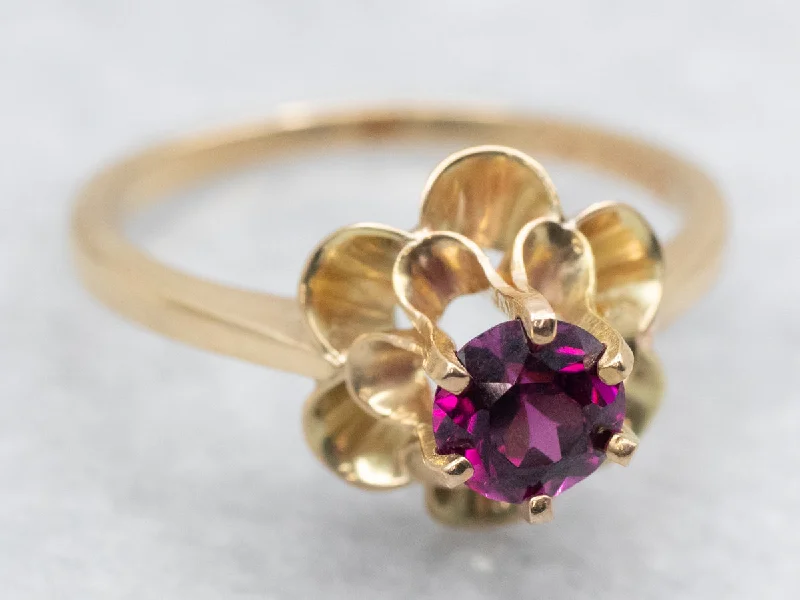 Regency style rings-Buttercup Rhodolite Garnet Solitaire Ring