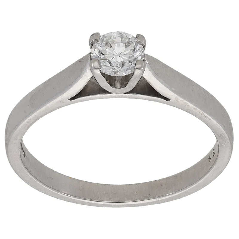 Simple modern rings-18ct White Gold 0.34ct Diamond Solitaire Ring Size K