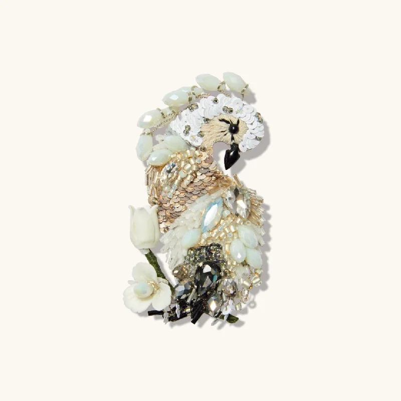 Smoky quartz brooches-Peacock Brooch White