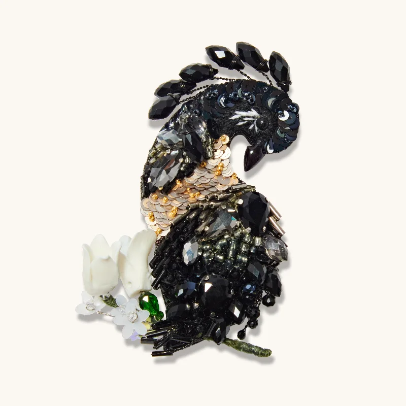 Uneven brooches-Peacock Brooch Black