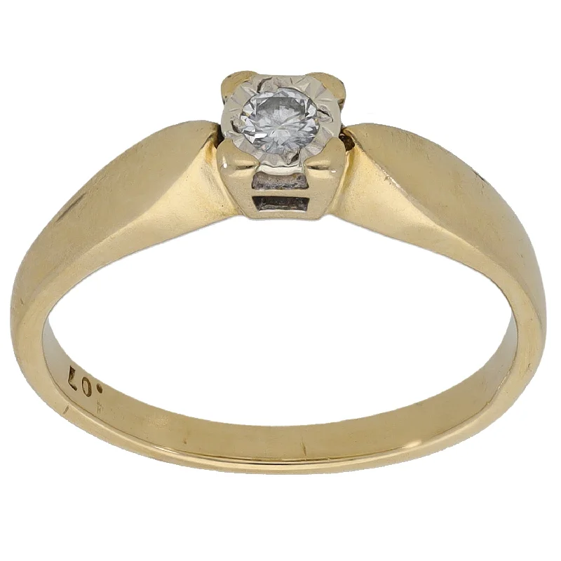 Natural wood rings-9ct Gold 0.07ct Diamond Solitaire Ring Size L